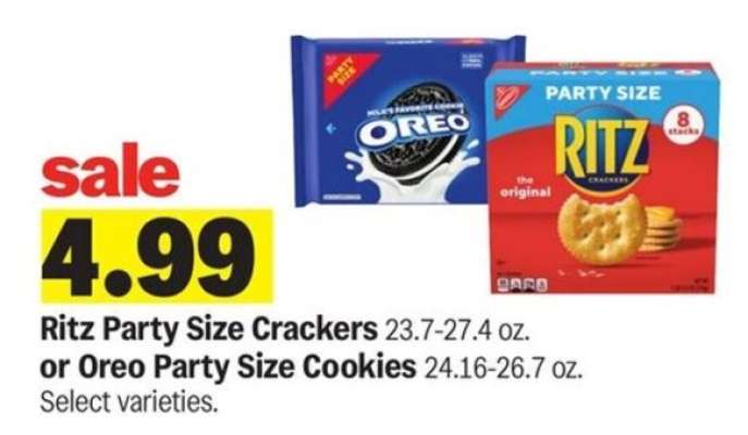 Ritz Party Size Crackers or Oreo Party Size Cookies