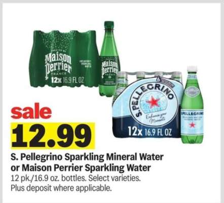 S. Pellegrino Sparkling Mineral Water or Maison Perrier Sparkling Water