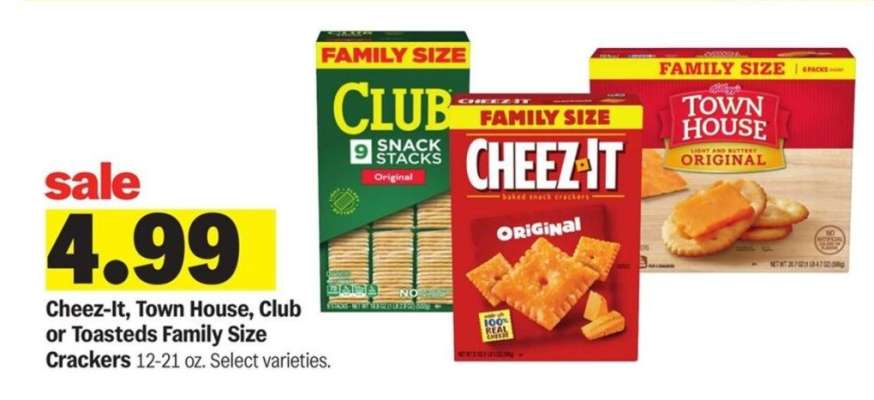 Cheez-It, Town House, Club or Toasteds Family Size Crackers