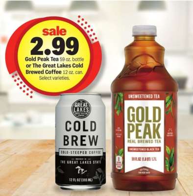 Gold Peak Tea or The Great Lakes Cold Brewed Coffee