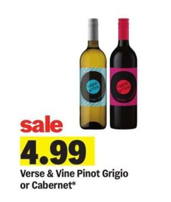 Verse & Vine Pinot Grigio or Cabernet