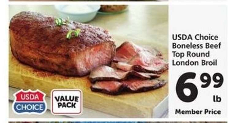 USDA Choice Boneless Beef Top Round London Broil