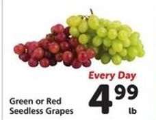 Green or Red Seedless Grapes