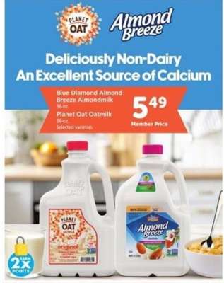 Blue Diamond Almond Breeze Almondmilk / Planet Oat Oatmilk