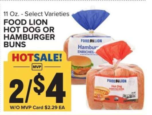 FOOD LION HOT DOG OR HAMBURGER BUNS