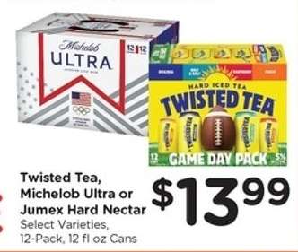 Twisted Tea, Michelob Ultra or Jumex Hard Nectar