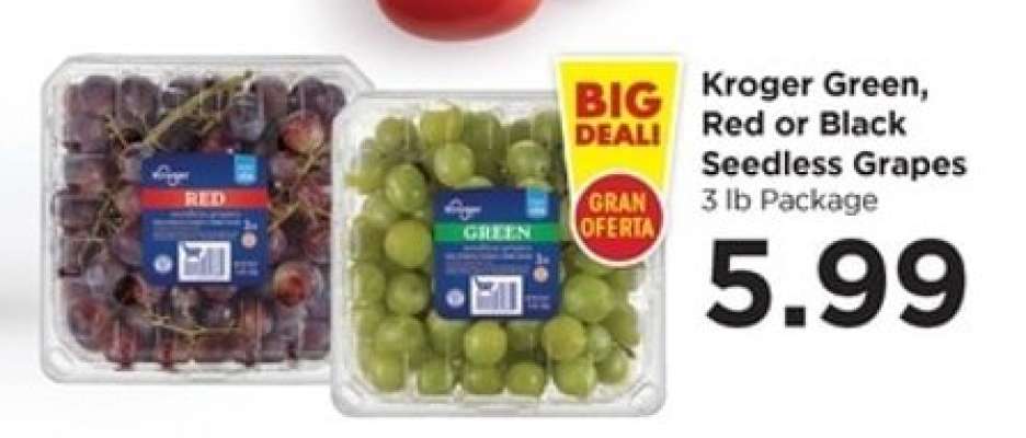 Kroger Green, Red or Black Seedless Grapes