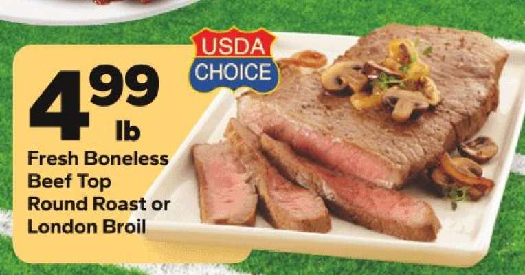 Fresh Boneless Beef Top Round Roast or London Broil