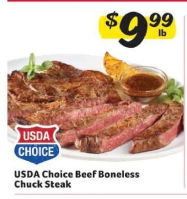 USDA Choice Beef Boneless Chuck Steak