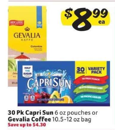 30 Pk Capri Sun or Gevalia Coffee