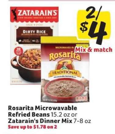 Rosarita Microwavable Refried Beans or Zatarain's Dinner Mix