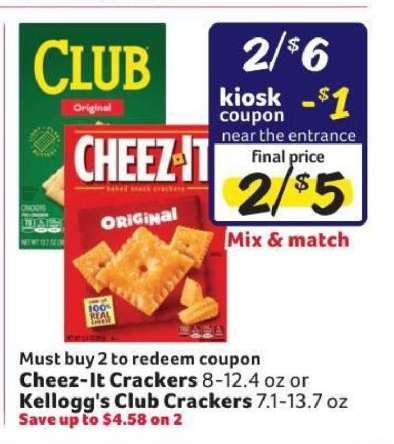 Cheez-It Crackers or Kellogg’s Club Crackers