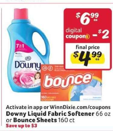 Downy Liquid Fabric Softener or Bounce Sheets