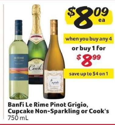 Banfi Le Rime Pinot Grigio, Cupcake Non-Sparkling or Cook's