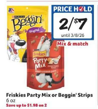 Friskies Party Mix or Beggin' Strips