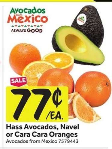 Hass Avocados, Navel or Cara Cara Oranges