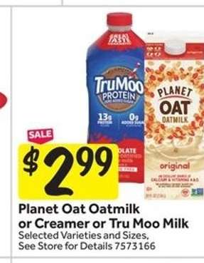 Planet Oat Oatmilk or Creamer or Tru Moo Milk