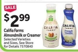 Califia Farms Almondmilk or Creamer