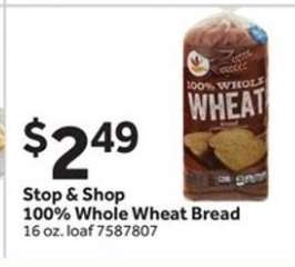 Stop & Shop 100% Whole Wheat Bread
