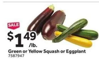 Green or Yellow Squash or Eggplant