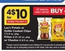 Lay's Potato or Kettle Cooked Chips, Fritos, or Cheetos