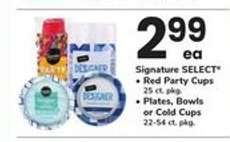 Signature SELECT Red Party Cups / Plates, Bowls or Cold Cups