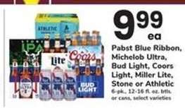 Pabst Blue Ribbon, Michelob Ultra, Bud Light, Coors Light, Miller Lite, Stone or Athletic