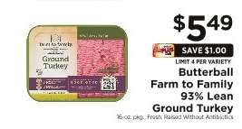 Butterball Farm to Family 93% Lean Ground Turkey