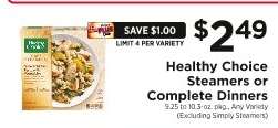 Healthy Choice Steamers or Complete Dinners