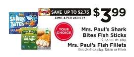 Mrs. Paul's Shark Bites Fish Sticks or Fish Fillets