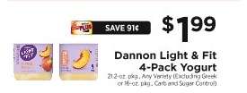 Dannon Light & Fit 4-Pack Yogurt