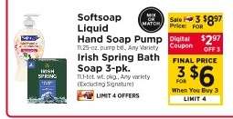 Softsoap Liquid Hand Soap Pump / Irish Spring Bath Soap 3-pk.