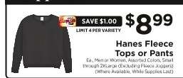 Hanes Fleece Tops or Pants