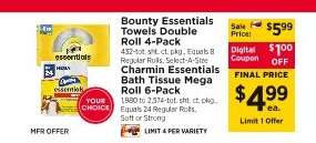 Charmin Essentials Bath Tissue Mega Roll 6-Pack