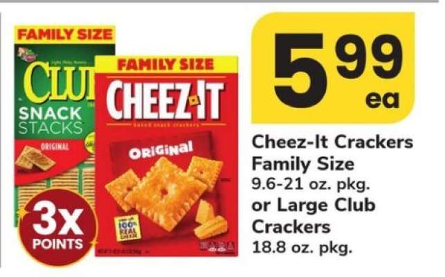 Cheez-It Crackers Family Size or Large Club Crackers