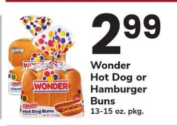Wonder Hot Dog or Hamburger Buns