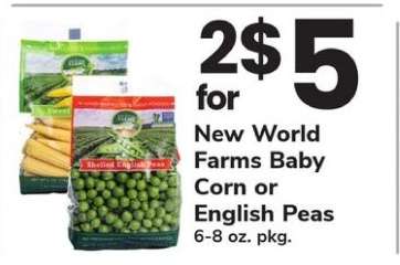 New World Farms Baby Corn or English Peas