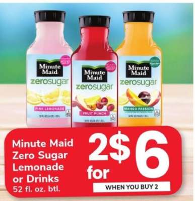 Minute Maid Zero Sugar Lemonade or Drinks