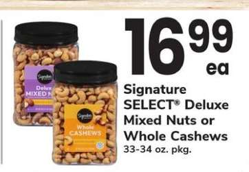 Signature SELECT Deluxe Mixed Nuts or Whole Cashews