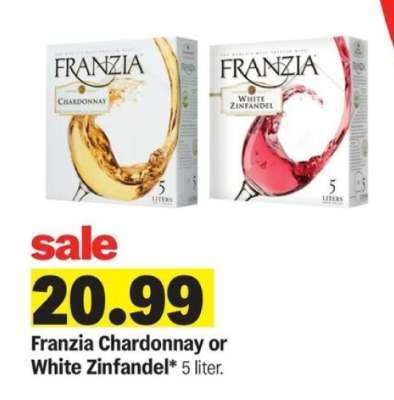 Franzia Chardonnay or White Zinfandel