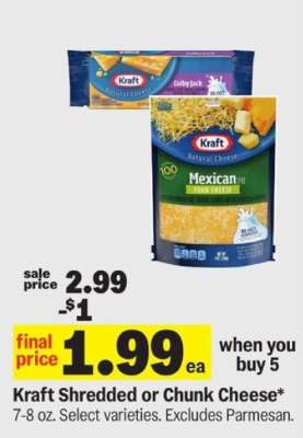 Kraft Shredded or Chunk Cheese*