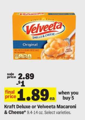 Kraft Deluxe or Velveeta Macaroni & Cheese