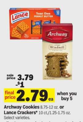 Archway Cookies or Lance Crackers