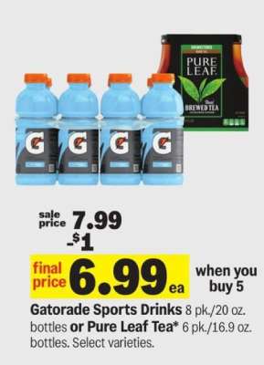 Gatorade Sports Drinks or Pure Leaf Tea