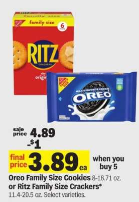 Oreo Family Size Cookies or Ritz Family Size Crackers