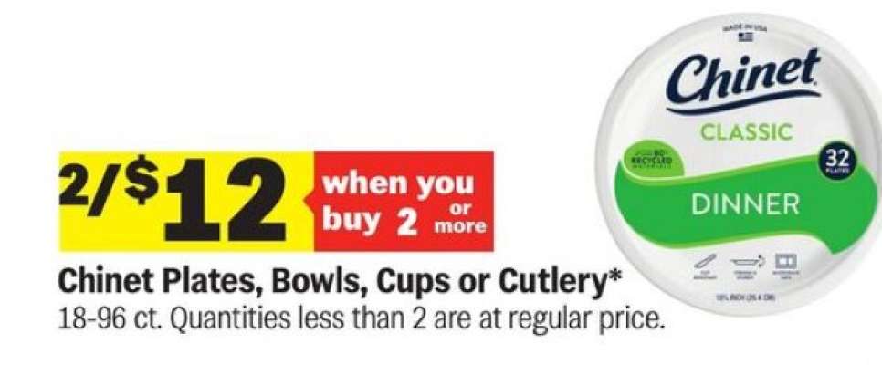 Chinet Plates, Bowls, Cups or Cutlery*