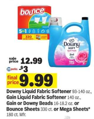 Downy Liquid Fabric Softener, Gain Liquid Fabric Softener, Gain or Downy Beads, Bounce Sheets or Mega Sheets
