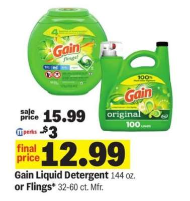 Gain Liquid Detergent or Flings