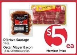 Dibrova Sausage / Oscar Mayer Bacon