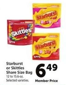 Starburst or Skittles Share Size Bag